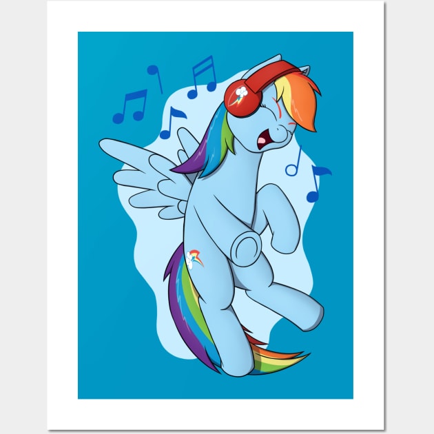 Rainbow Dash with Headphones Wall Art by Heartbeat Unicorn